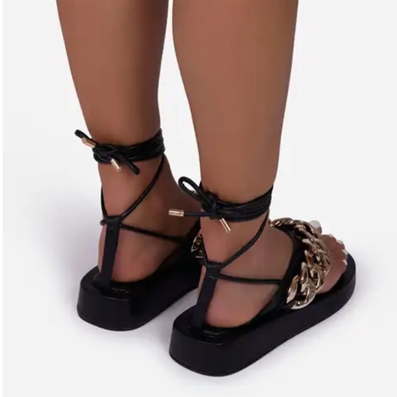 NWT!! Chain Thong Platform Gladiator Sandal- Black - Picture 4 of 5